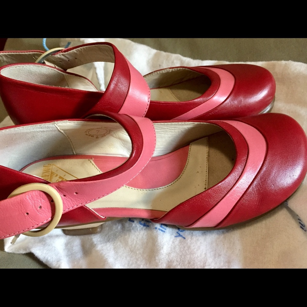 John Fluevog pink and red heels